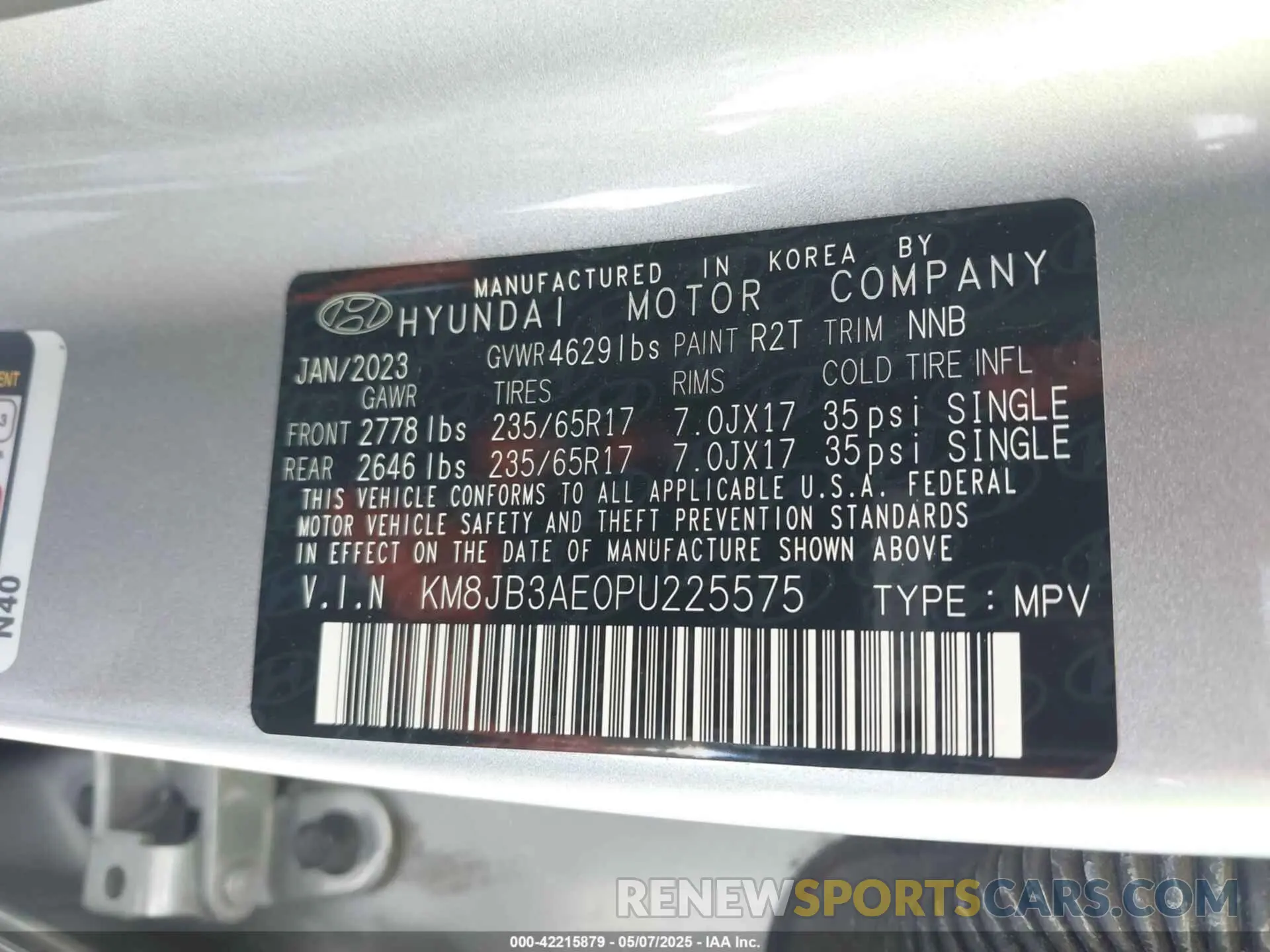 9 fotografías del automóvil dañado KM8JB3AE0PU225575 HYUNDAI TUCSON 2023