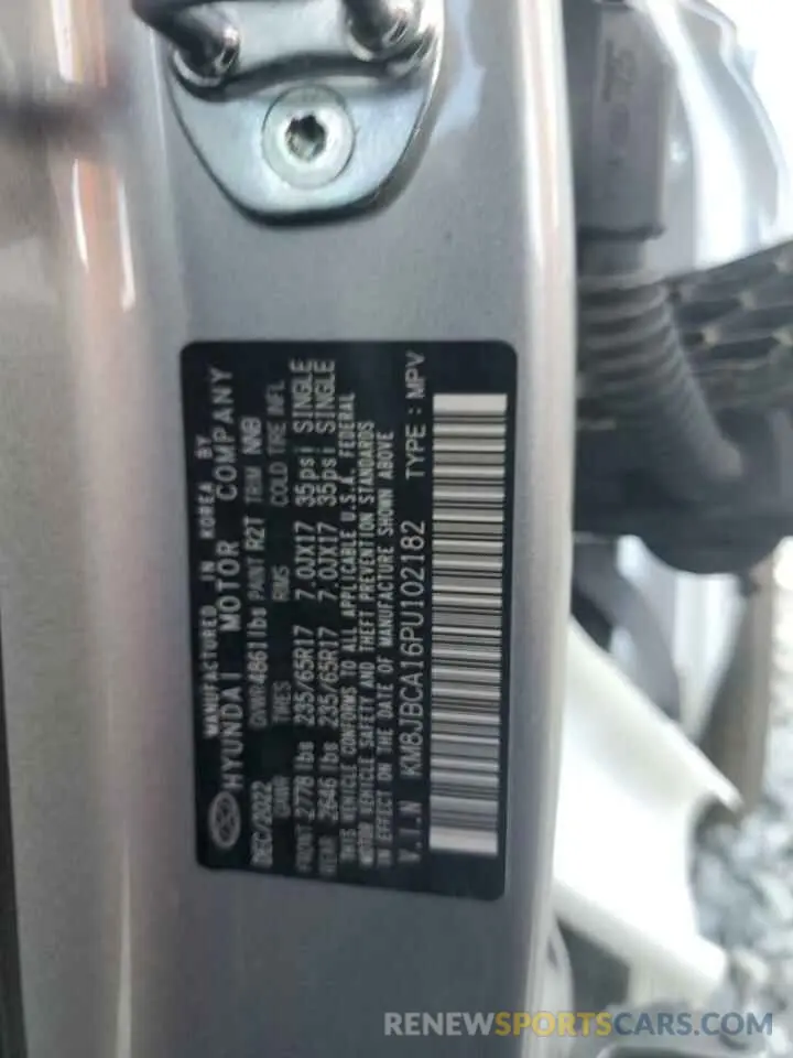 13 fotografías del automóvil dañado KM8JBCA16PU102182 HYUNDAI TUCSON 2023