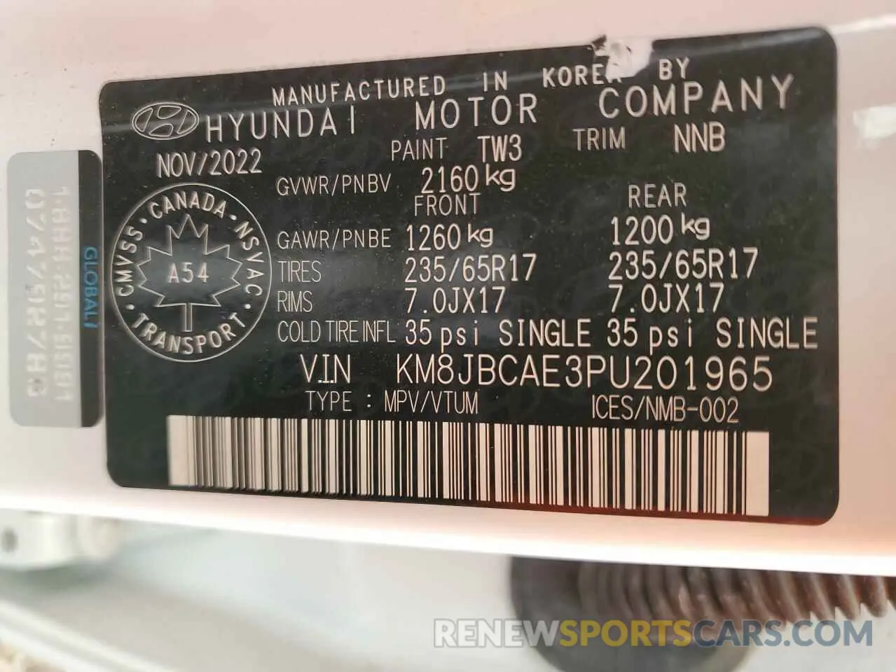 13 fotografías del automóvil dañado KM8JBCAE3PU201965 HYUNDAI TUCSON 2023