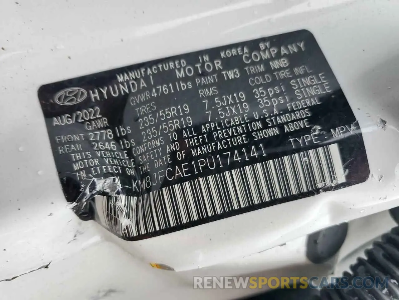 14 fotografías del automóvil dañado KM8JFCAE1PU174141 HYUNDAI TUCSON 2023