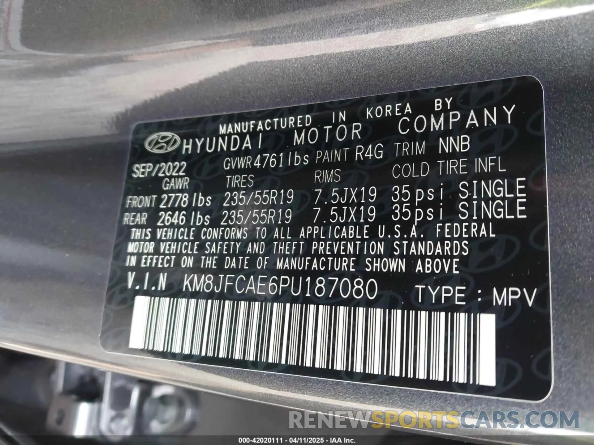 9 fotografías del automóvil dañado KM8JFCAE6PU187080 HYUNDAI TUCSON 2023