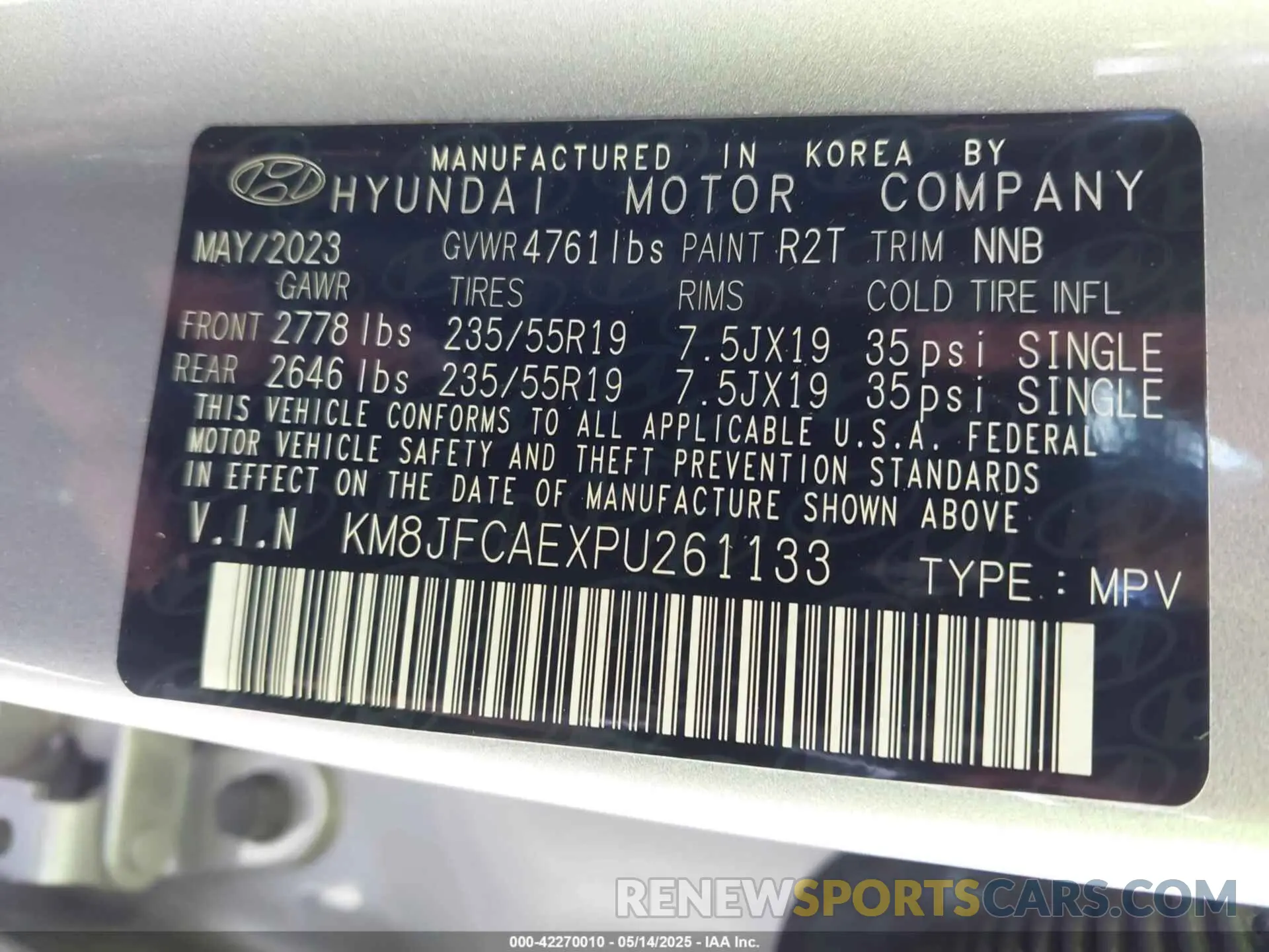 9 fotografías del automóvil dañado KM8JFCAEXPU261133 HYUNDAI TUCSON 2023