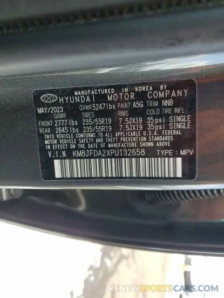 14 fotografías del automóvil dañado KM8JFDA2XPU132658 HYUNDAI TUCSON 2023
