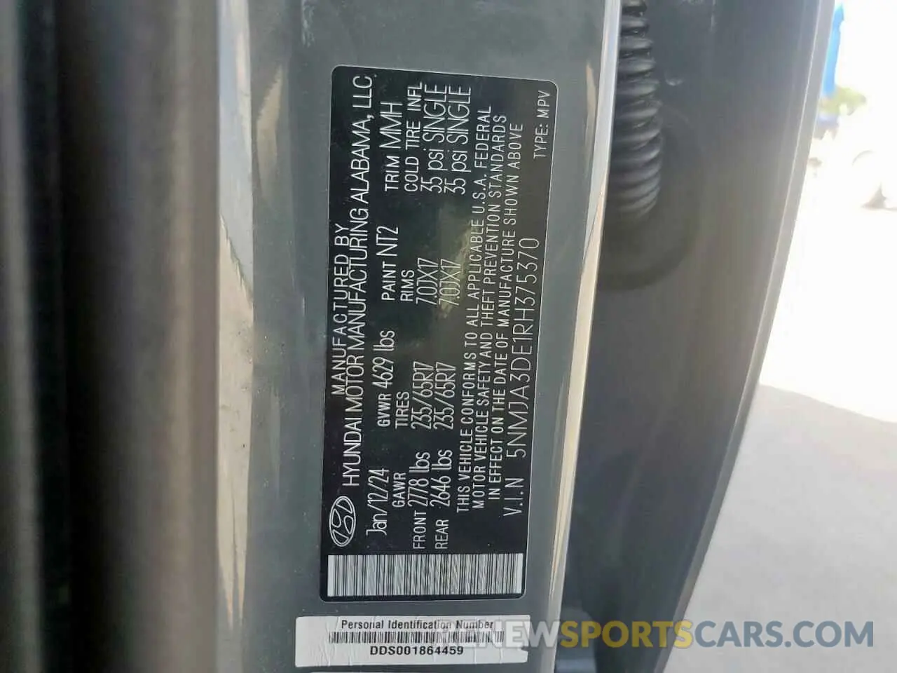 13 fotografías del automóvil dañado 5NMJA3DE1RH375370 HYUNDAI TUCSON 2024