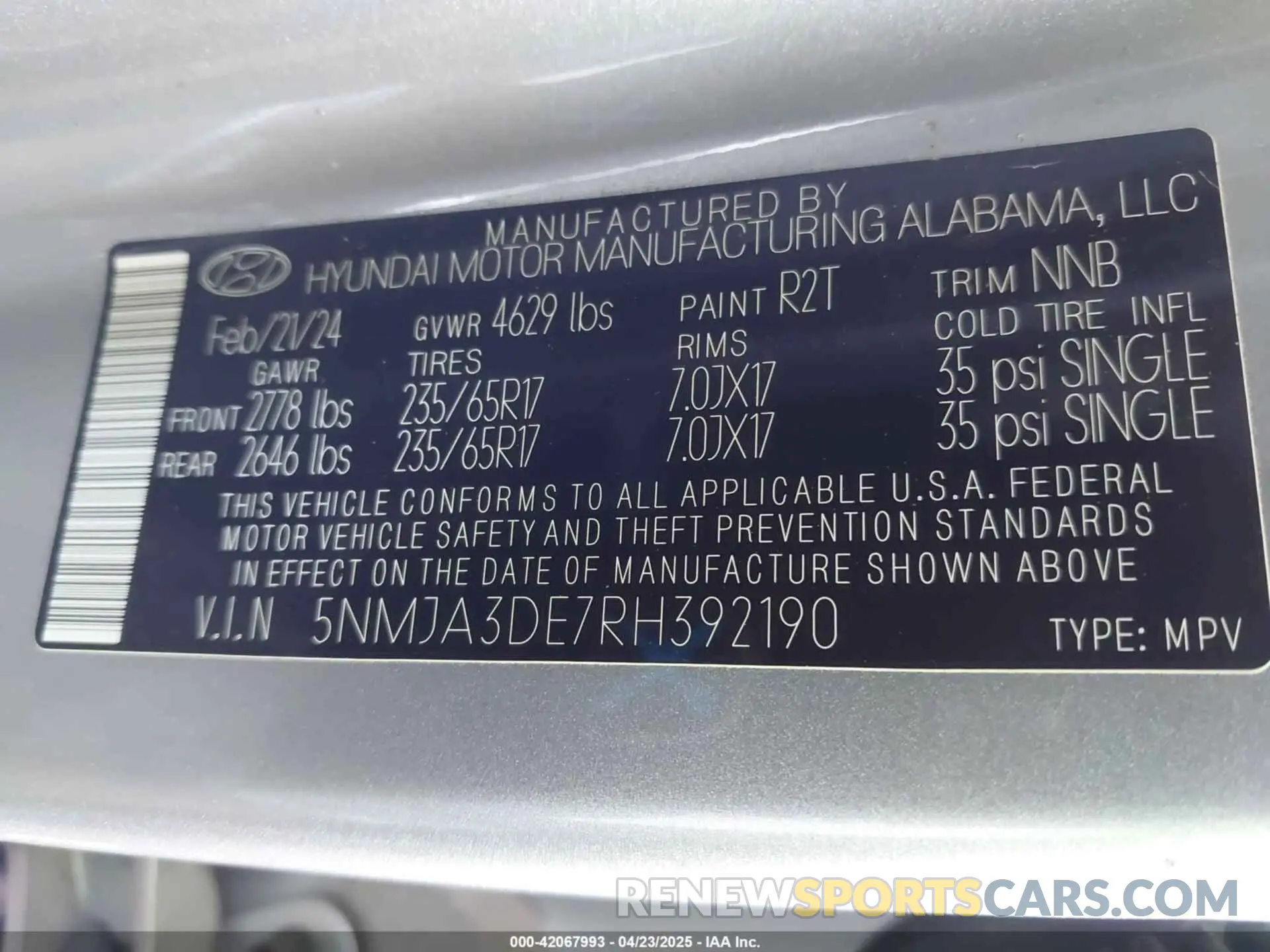 9 fotografías del automóvil dañado 5NMJA3DE7RH392190 HYUNDAI TUCSON 2024