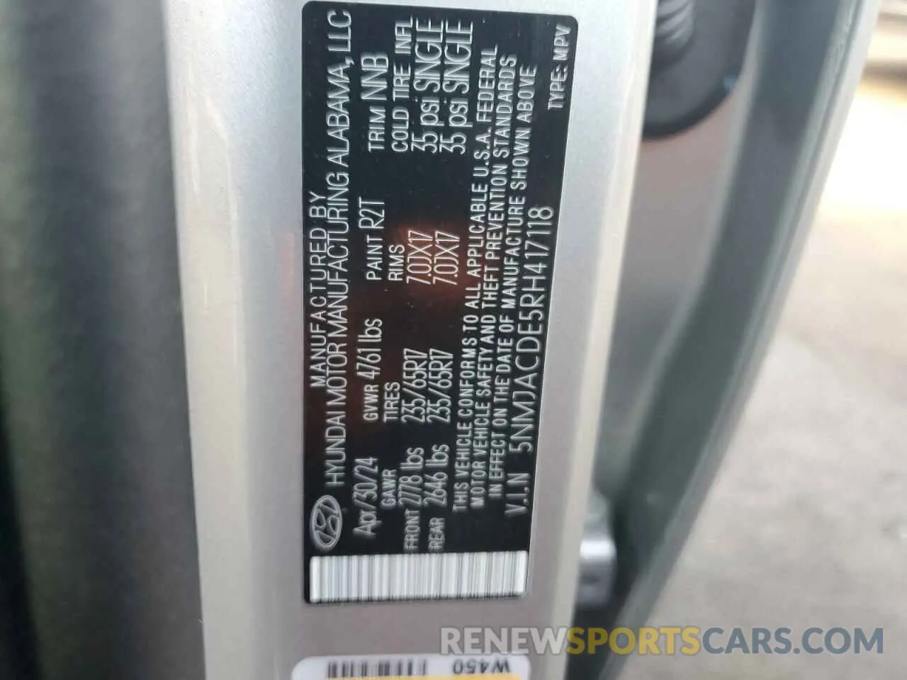 12 fotografías del automóvil dañado 5NMJACDE5RH417118 HYUNDAI TUCSON 2024