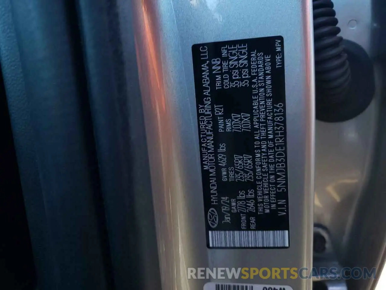 12 fotografías del automóvil dañado 5NMJB3DE1RH378136 HYUNDAI TUCSON 2024