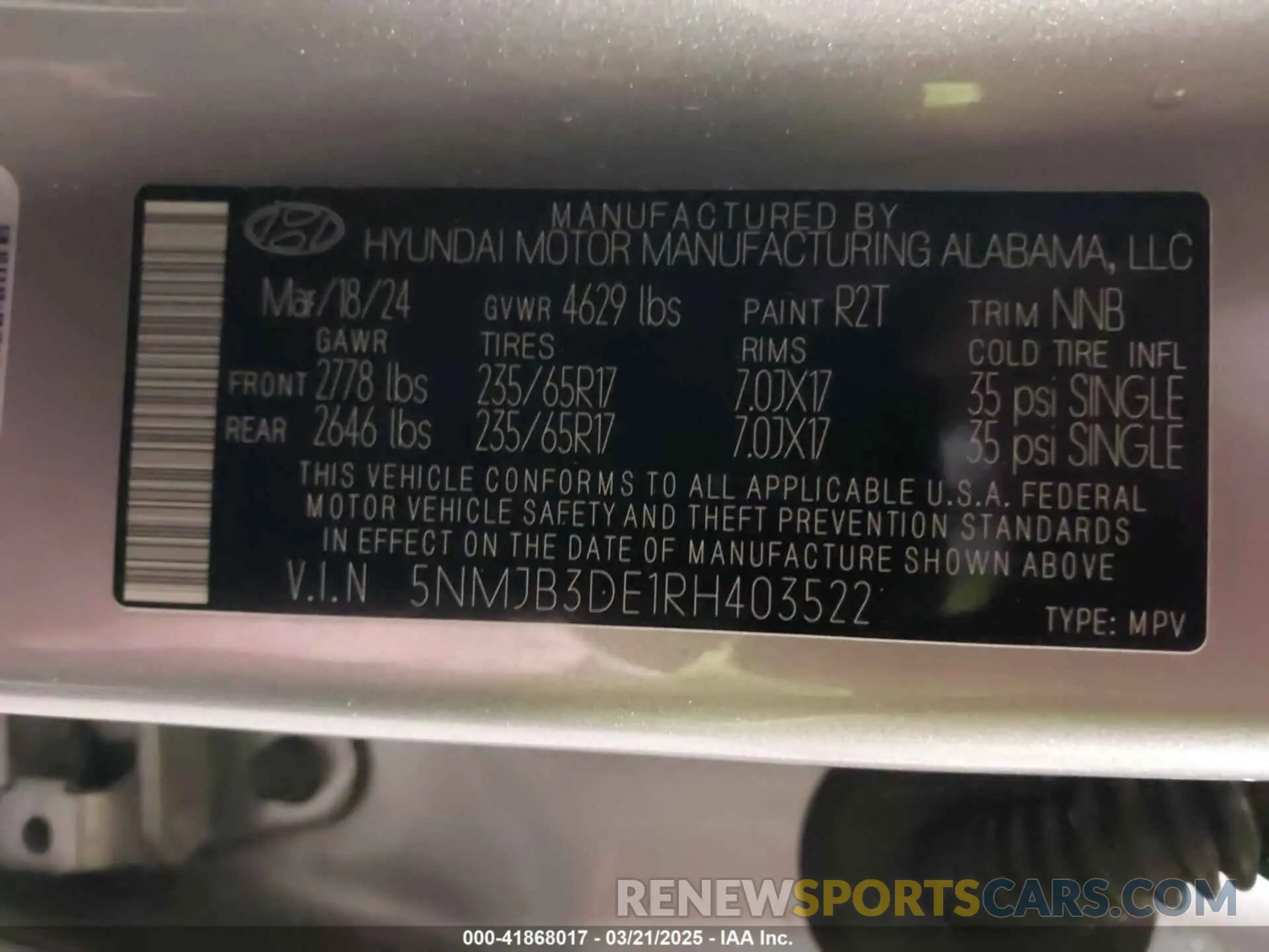 9 fotografías del automóvil dañado 5NMJB3DE1RH403522 HYUNDAI TUCSON 2024