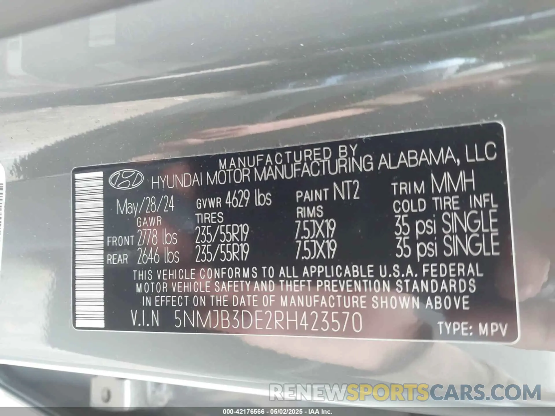 9 fotografías del automóvil dañado 5NMJB3DE2RH423570 HYUNDAI TUCSON 2024