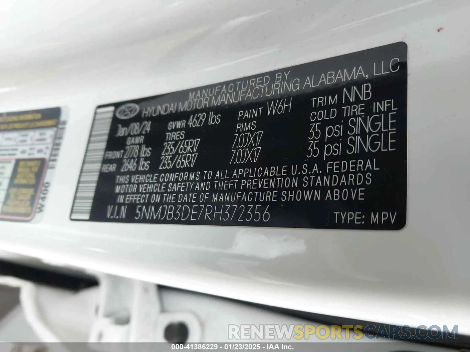 9 fotografías del automóvil dañado 5NMJB3DE7RH372356 HYUNDAI TUCSON 2024