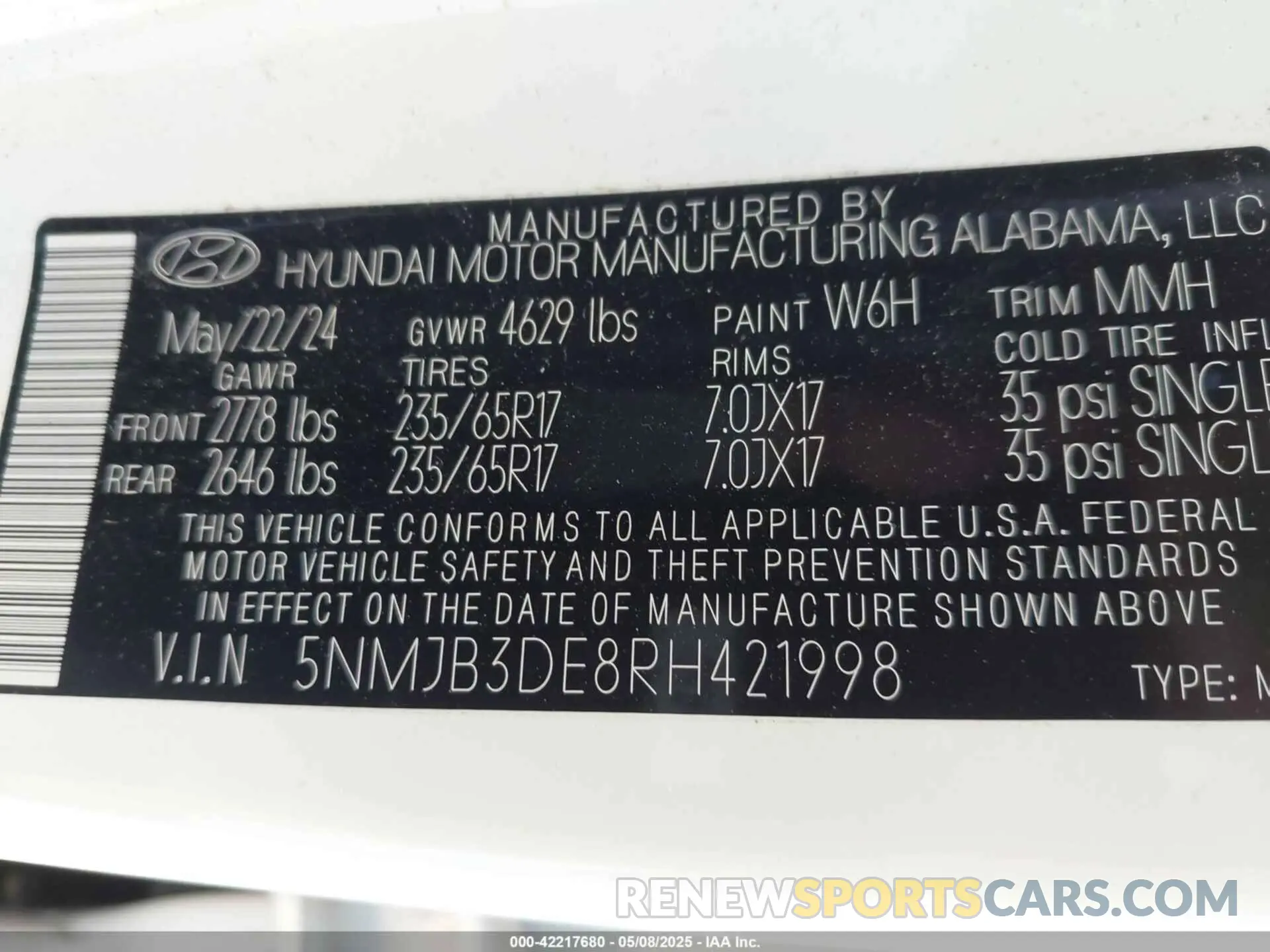 9 fotografías del automóvil dañado 5NMJB3DE8RH421998 HYUNDAI TUCSON 2024