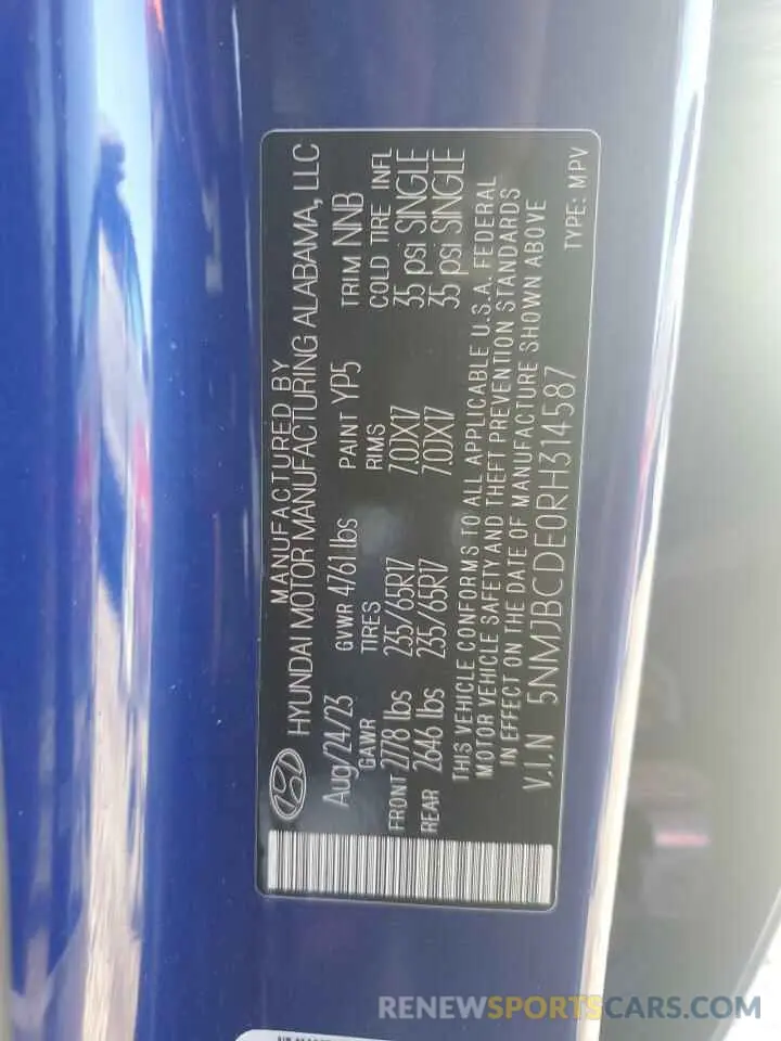13 fotografías del automóvil dañado 5NMJBCDE0RH314587 HYUNDAI TUCSON 2024