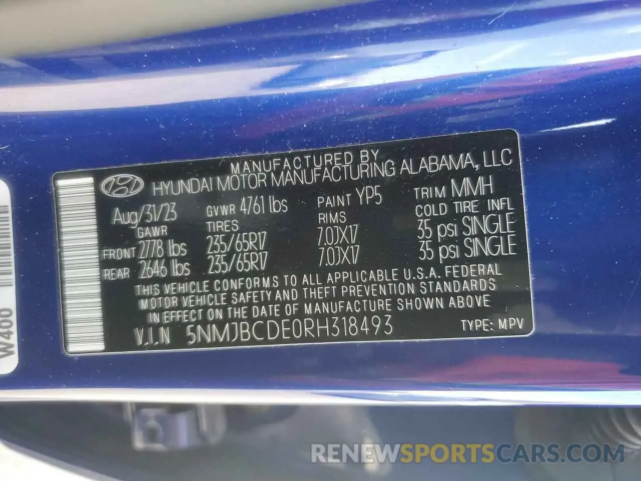 14 fotografías del automóvil dañado 5NMJBCDE0RH318493 HYUNDAI TUCSON 2024