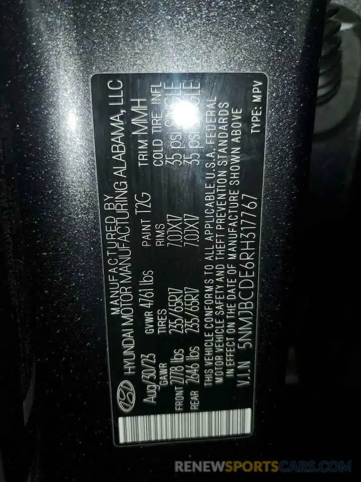 13 fotografías del automóvil dañado 5NMJBCDE6RH317767 HYUNDAI TUCSON 2024