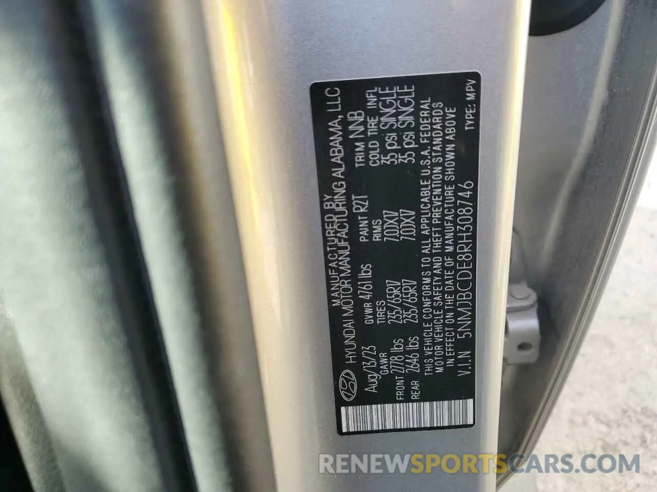 13 fotografías del automóvil dañado 5NMJBCDE8RH308746 HYUNDAI TUCSON 2024