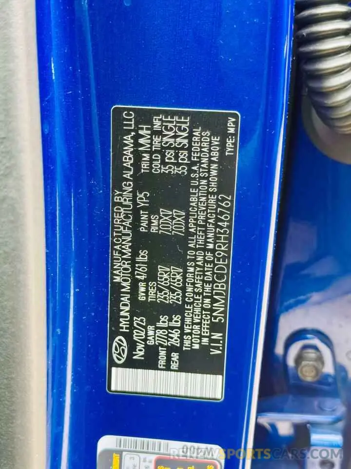 10 fotografías del automóvil dañado 5NMJBCDE9RH346762 HYUNDAI TUCSON 2024