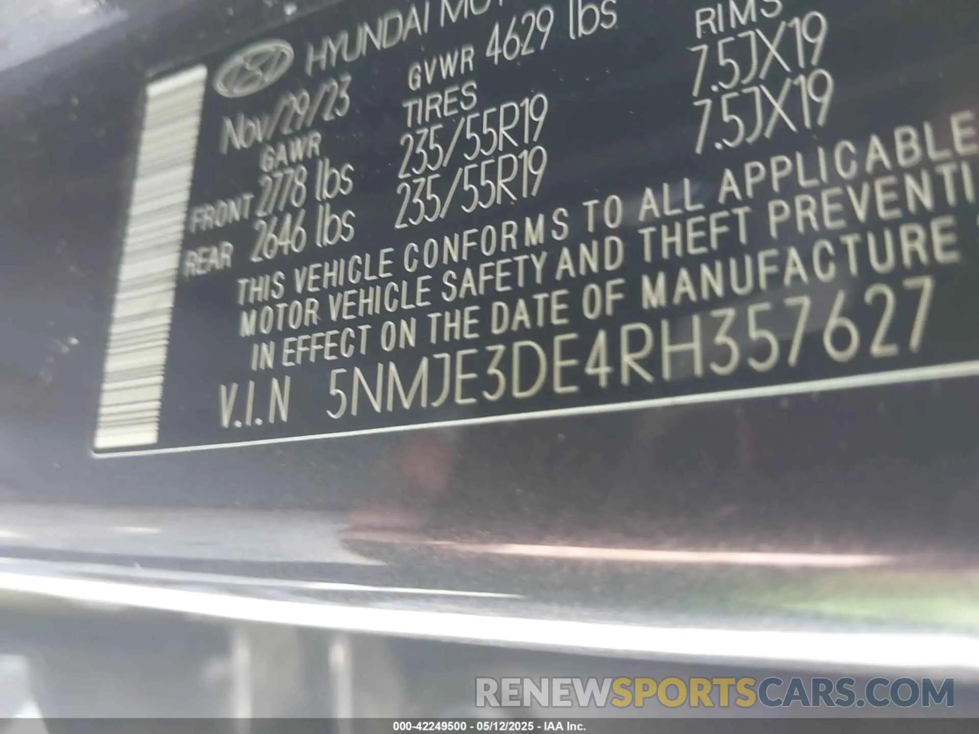 9 fotografías del automóvil dañado 5NMJE3DE4RH357627 HYUNDAI TUCSON 2024