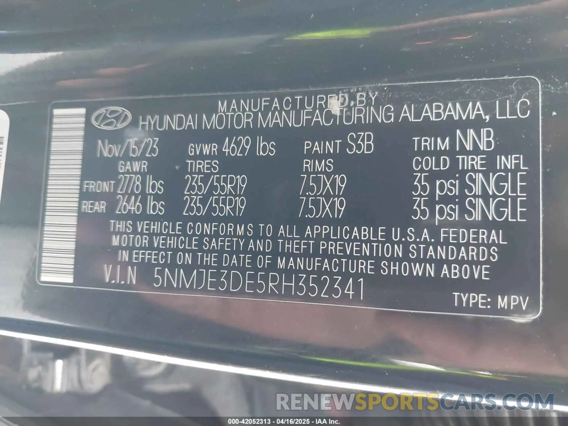 9 fotografías del automóvil dañado 5NMJE3DE5RH352341 HYUNDAI TUCSON 2024