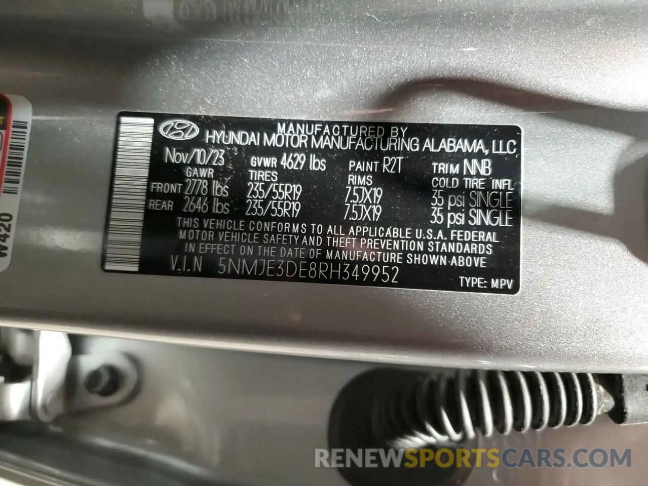 13 fotografías del automóvil dañado 5NMJE3DE8RH349952 HYUNDAI TUCSON 2024