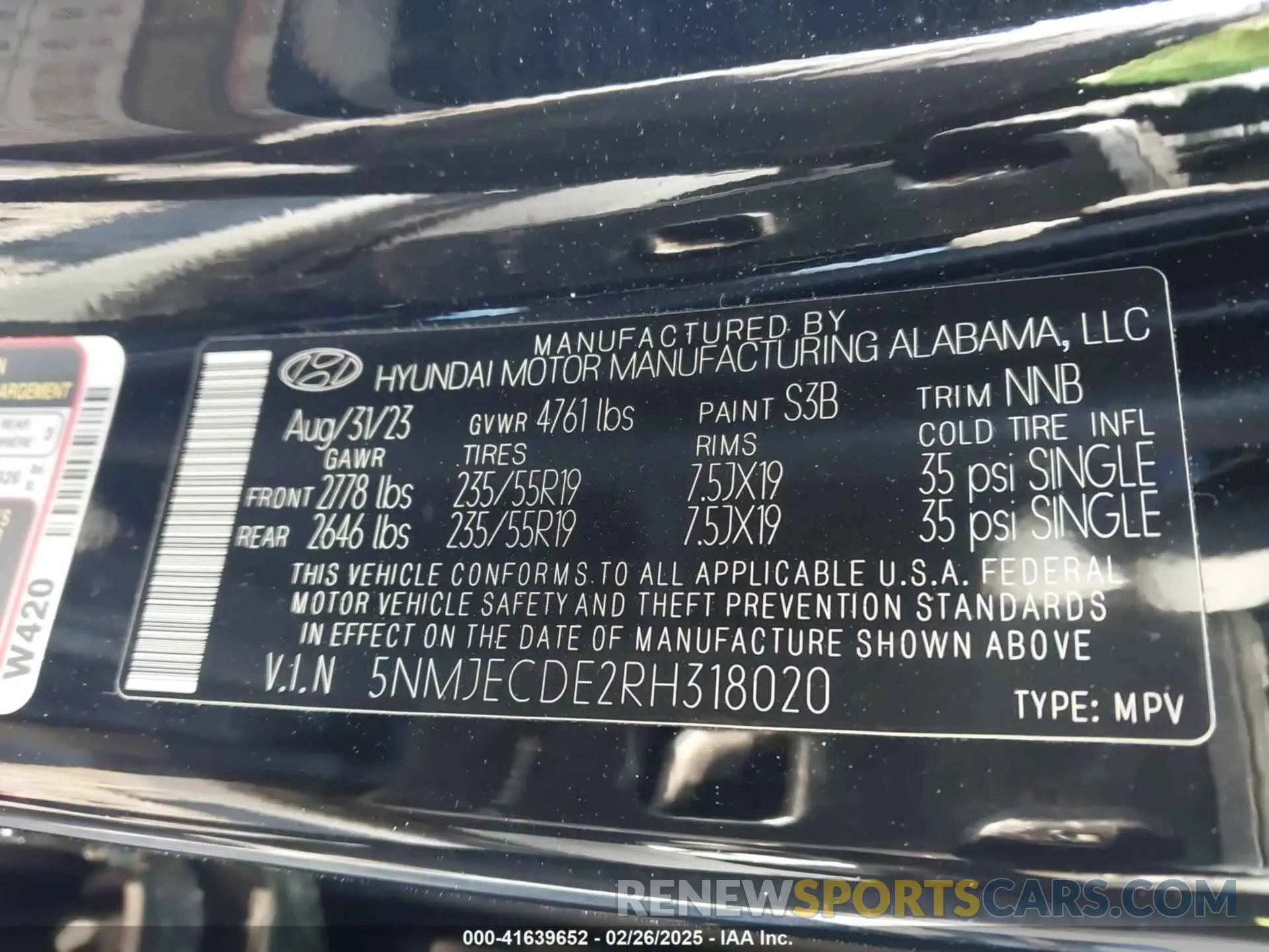 9 fotografías del automóvil dañado 5NMJECDE2RH318020 HYUNDAI TUCSON 2024
