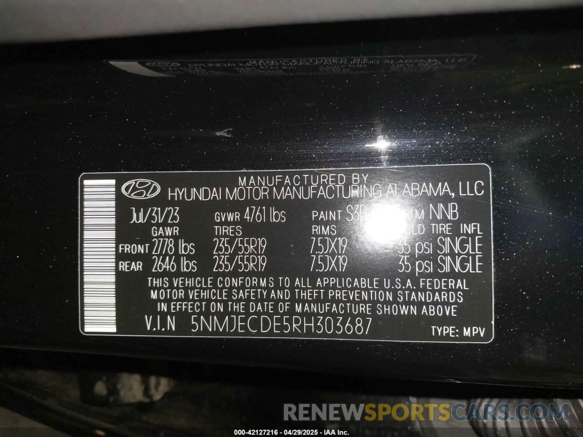 9 fotografías del automóvil dañado 5NMJECDE5RH303687 HYUNDAI TUCSON 2024