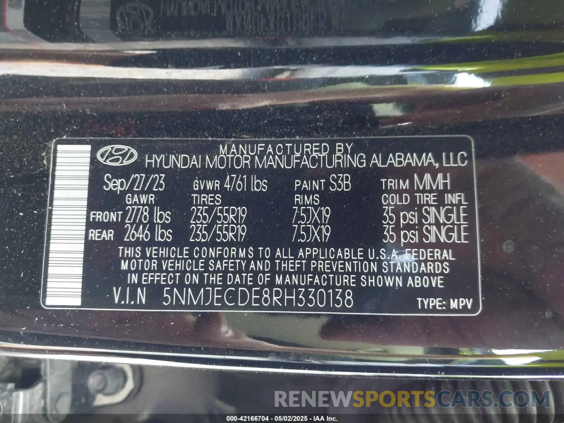 9 fotografías del automóvil dañado 5NMJECDE8RH330138 HYUNDAI TUCSON 2024