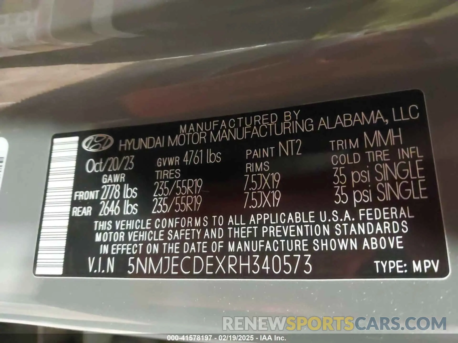 9 fotografías del automóvil dañado 5NMJECDEXRH340573 HYUNDAI TUCSON 2024