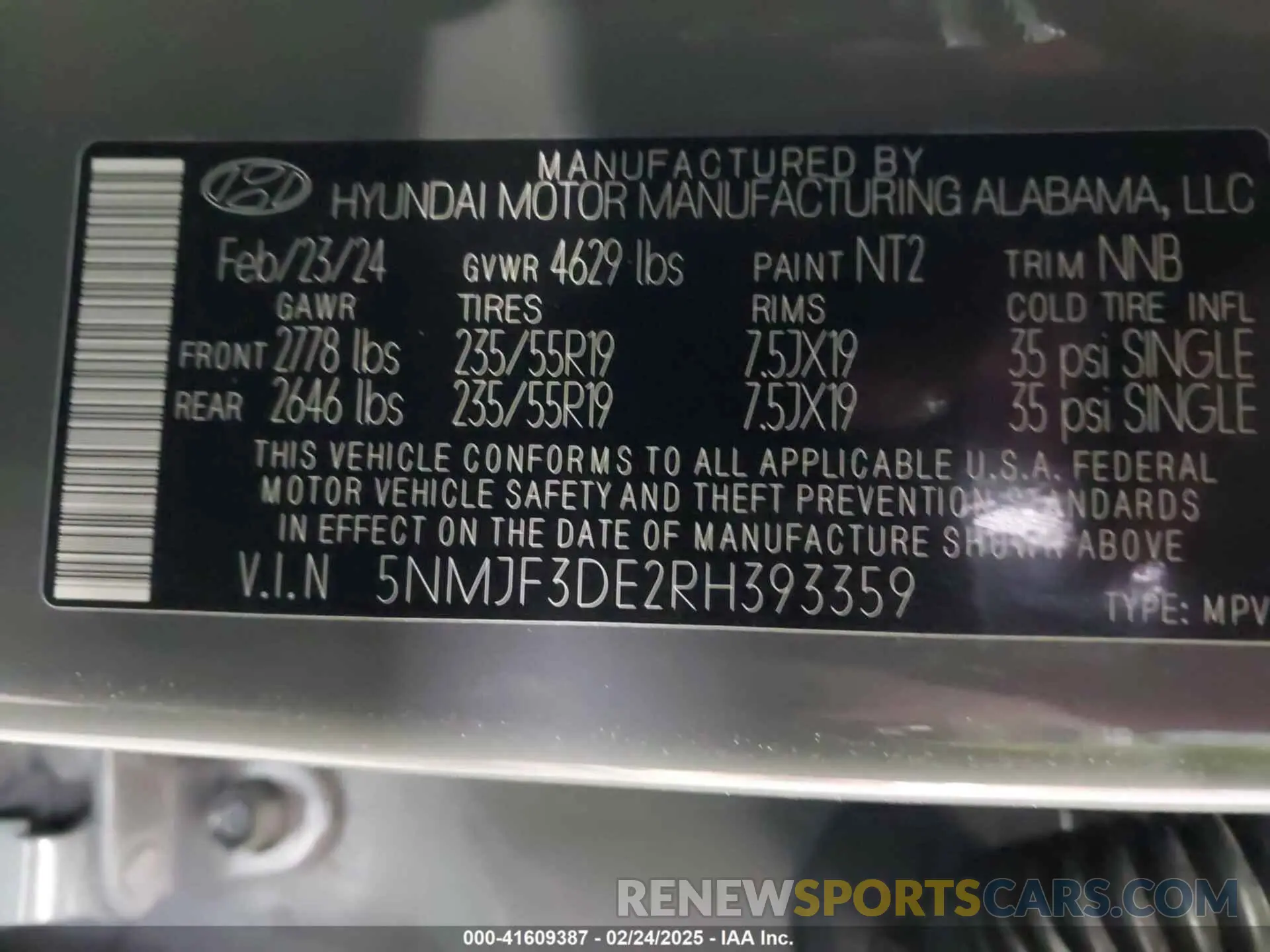 9 fotografías del automóvil dañado 5NMJF3DE2RH393359 HYUNDAI TUCSON 2024