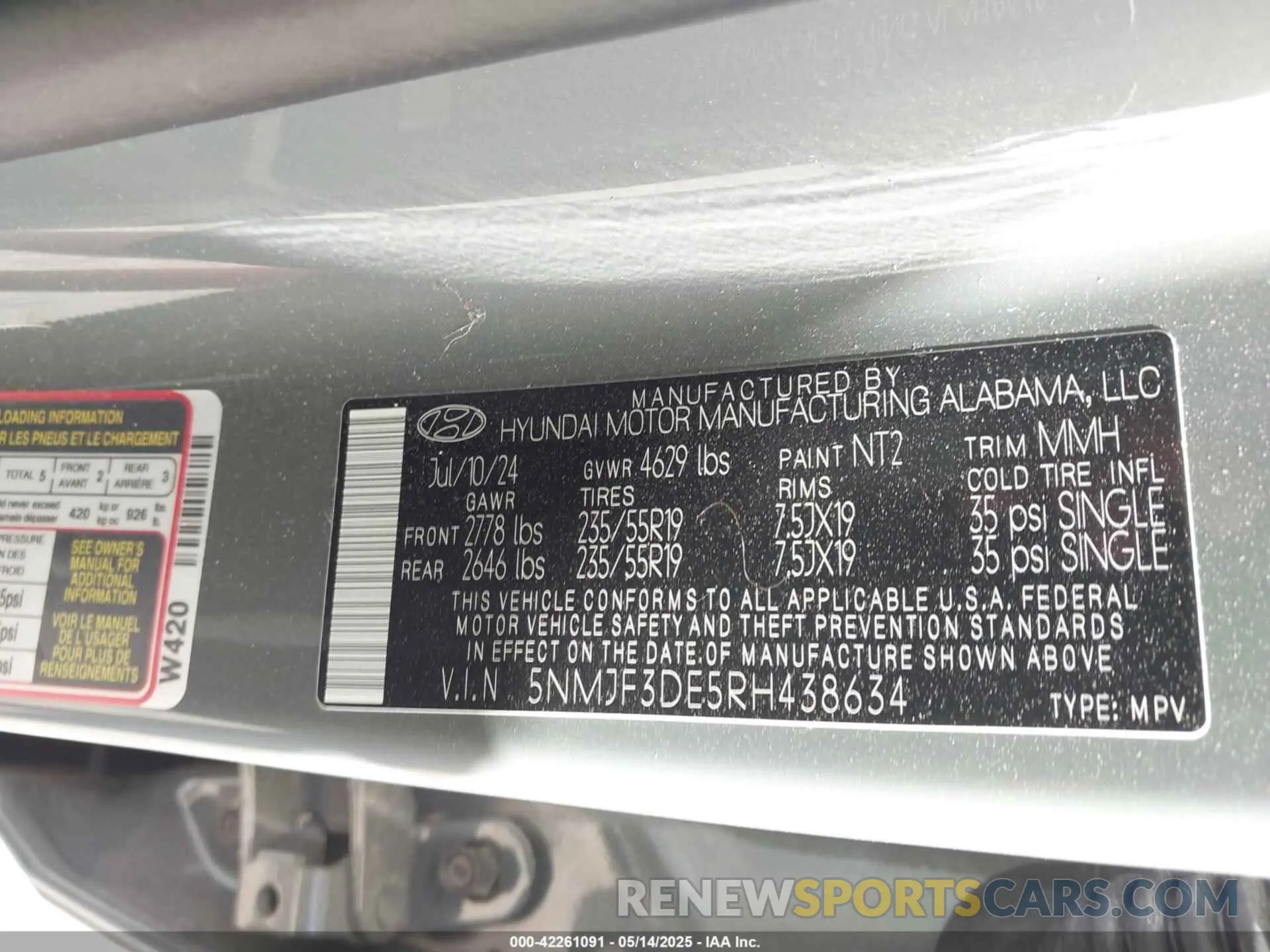 9 fotografías del automóvil dañado 5NMJF3DE5RH438634 HYUNDAI TUCSON 2024