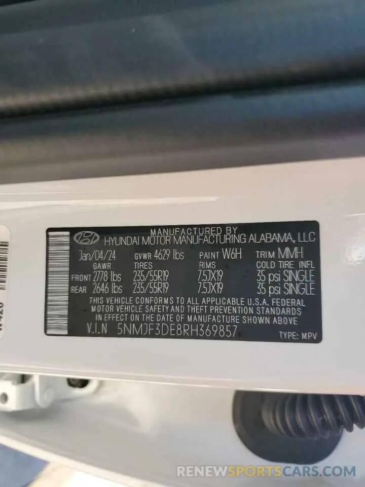 14 fotografías del automóvil dañado 5NMJF3DE8RH369857 HYUNDAI TUCSON 2024