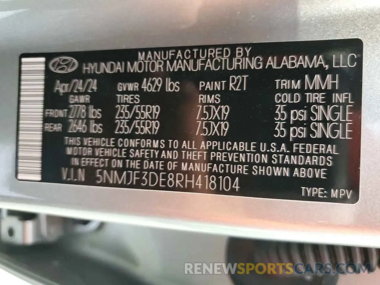 13 fotografías del automóvil dañado 5NMJF3DE8RH418104 HYUNDAI TUCSON 2024