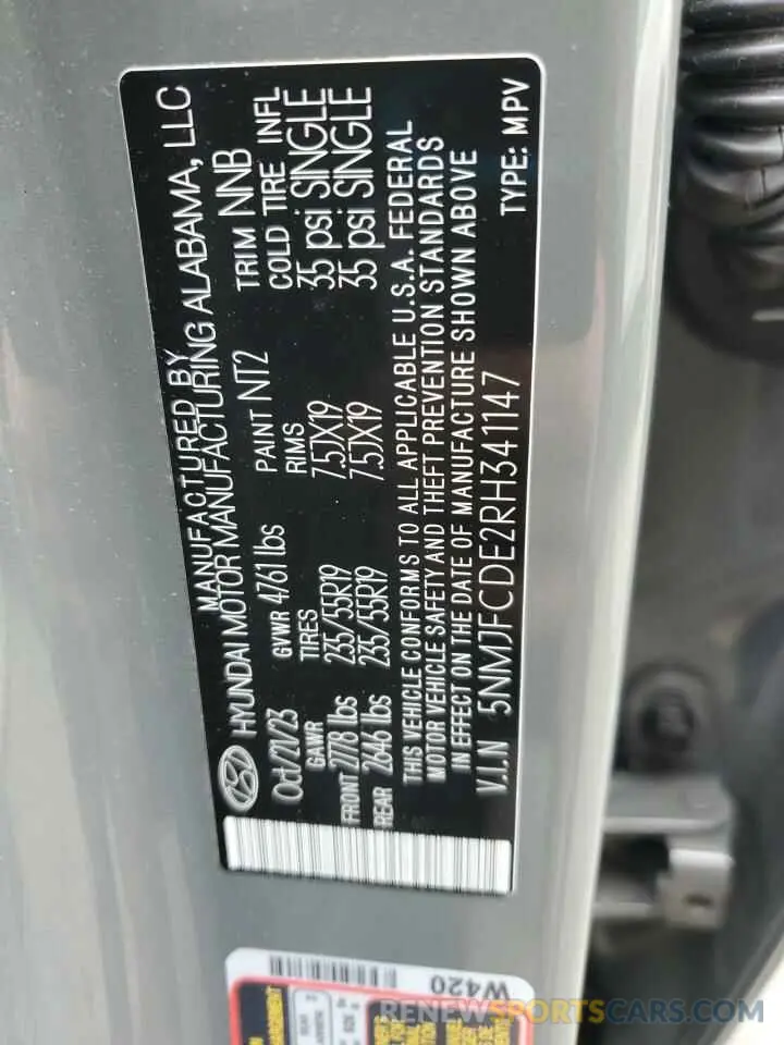14 fotografías del automóvil dañado 5NMJFCDE2RH341147 HYUNDAI TUCSON 2024