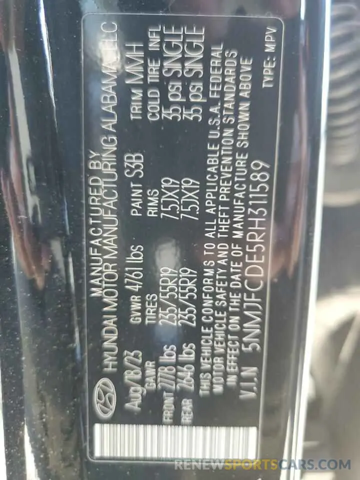 13 fotografías del automóvil dañado 5NMJFCDE5RH311589 HYUNDAI TUCSON 2024