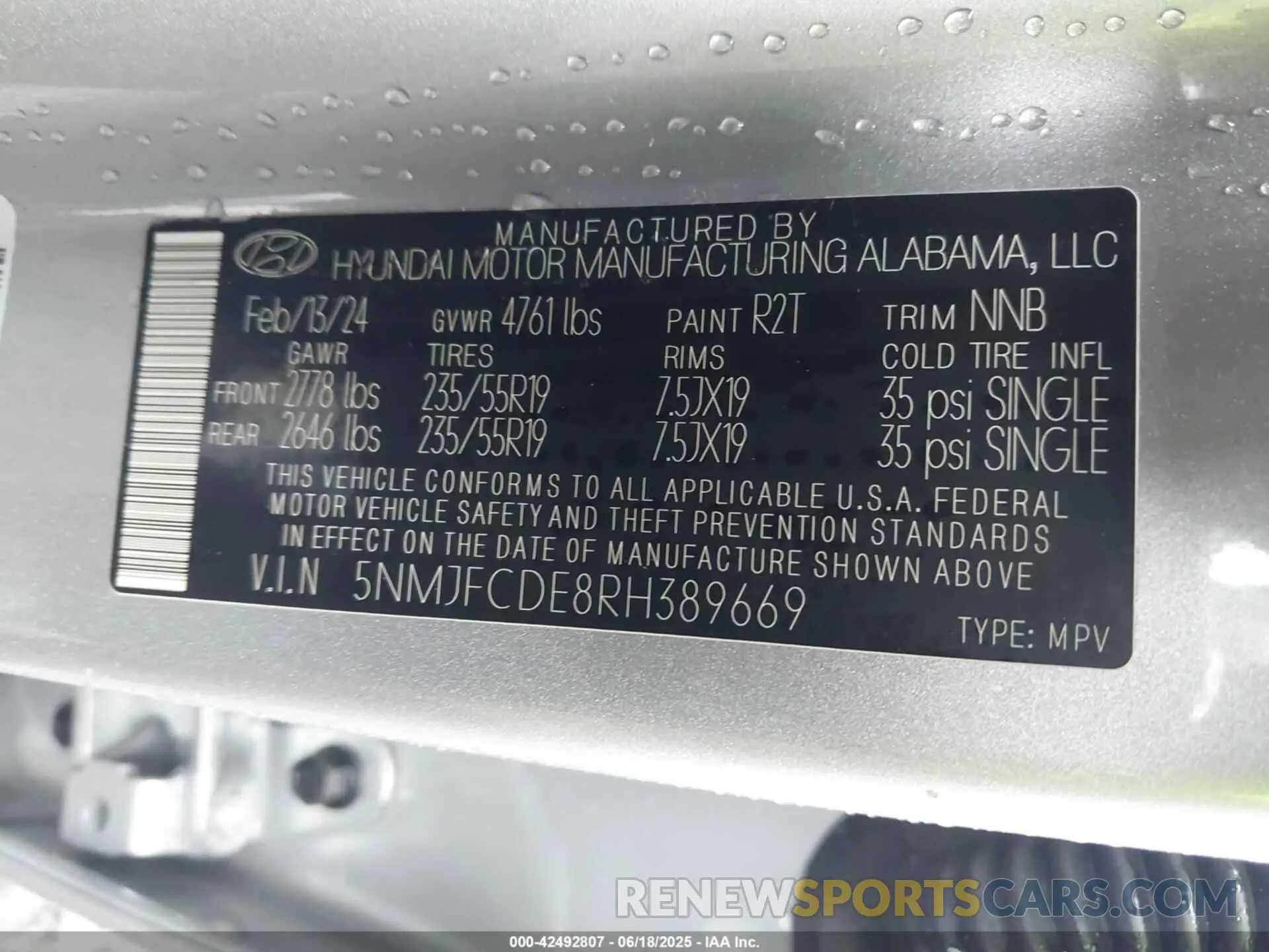 9 fotografías del automóvil dañado 5NMJFCDE8RH389669 HYUNDAI TUCSON 2024