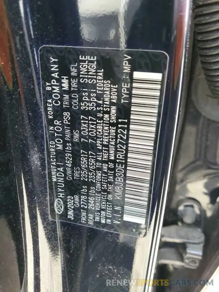 14 fotografías del automóvil dañado KM8JB3DE1RU272211 HYUNDAI TUCSON 2024