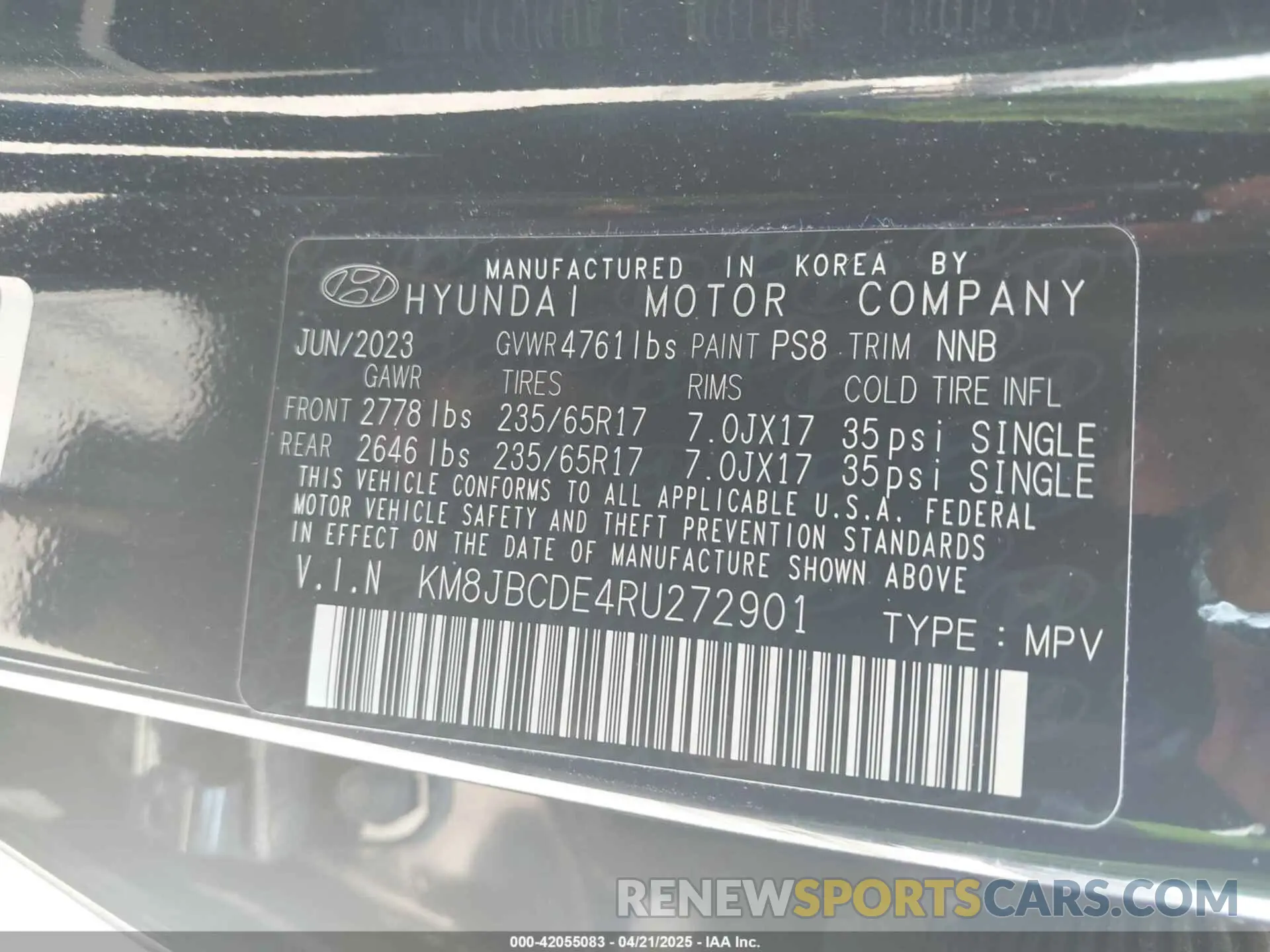 9 fotografías del automóvil dañado KM8JBCDE4RU272901 HYUNDAI TUCSON 2024