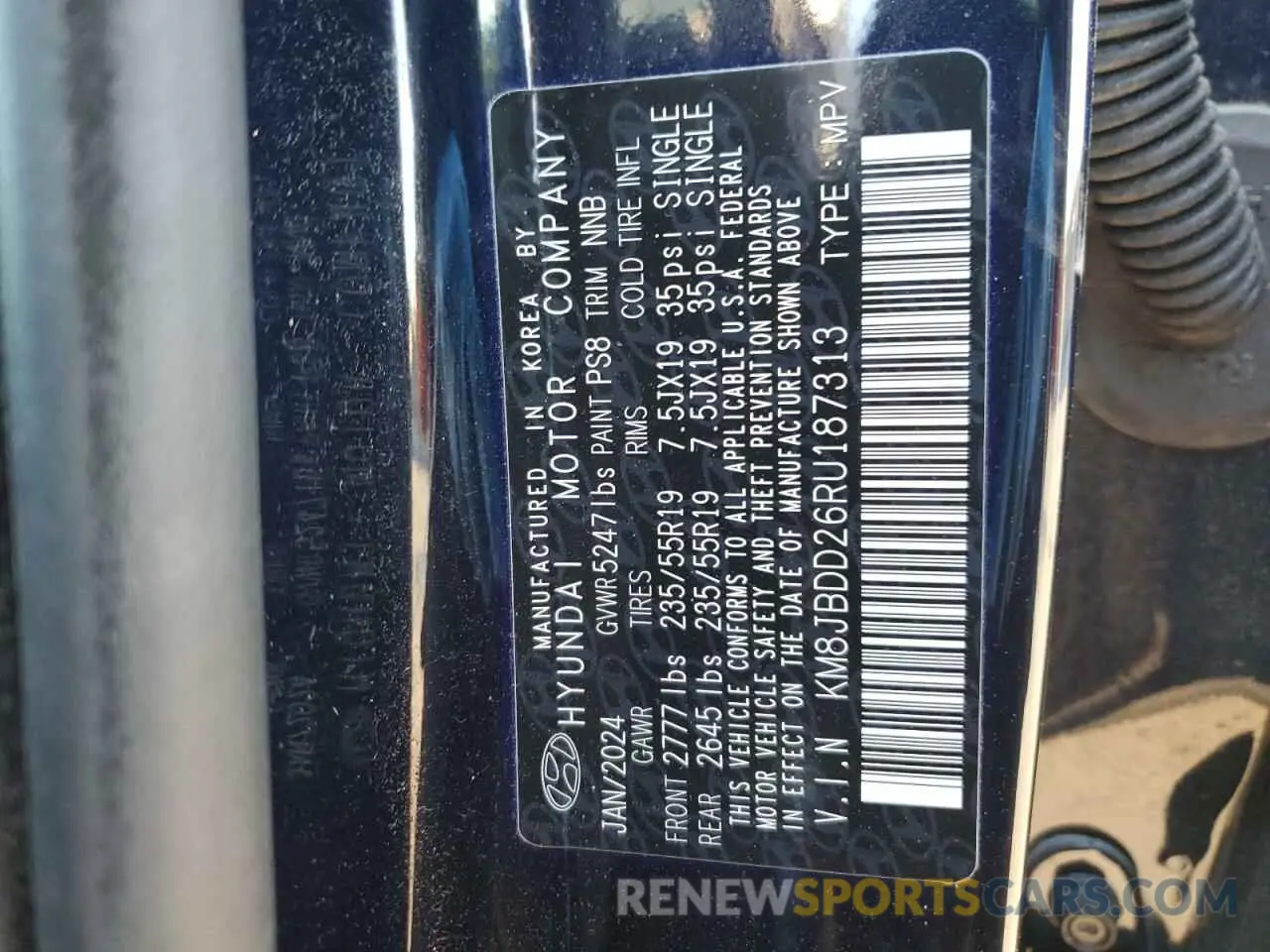 13 fotografías del automóvil dañado KM8JBDD26RU187313 HYUNDAI TUCSON 2024