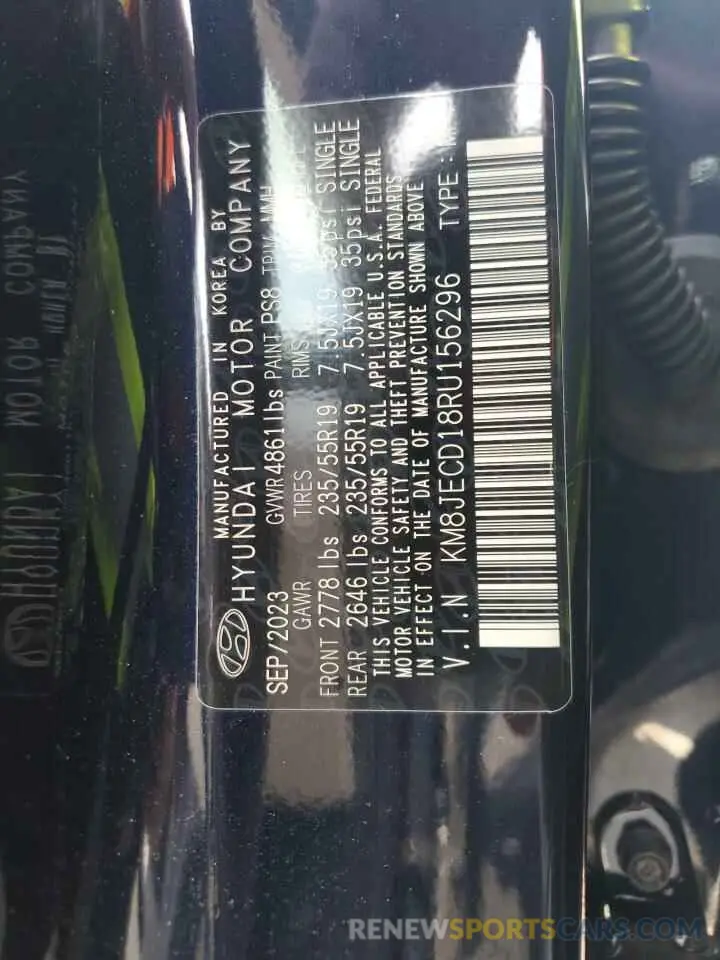 12 fotografías del automóvil dañado KM8JECD18RU156296 HYUNDAI TUCSON 2024