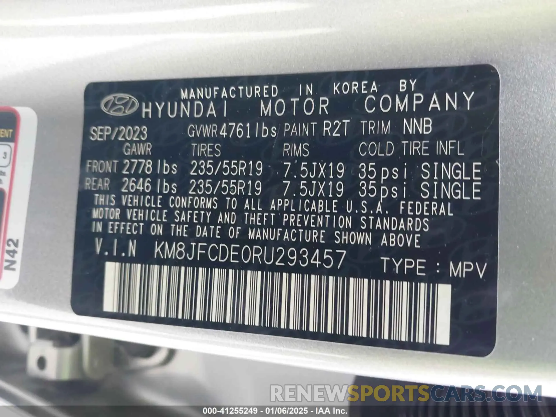 9 fotografías del automóvil dañado KM8JFCDE0RU293457 HYUNDAI TUCSON 2024