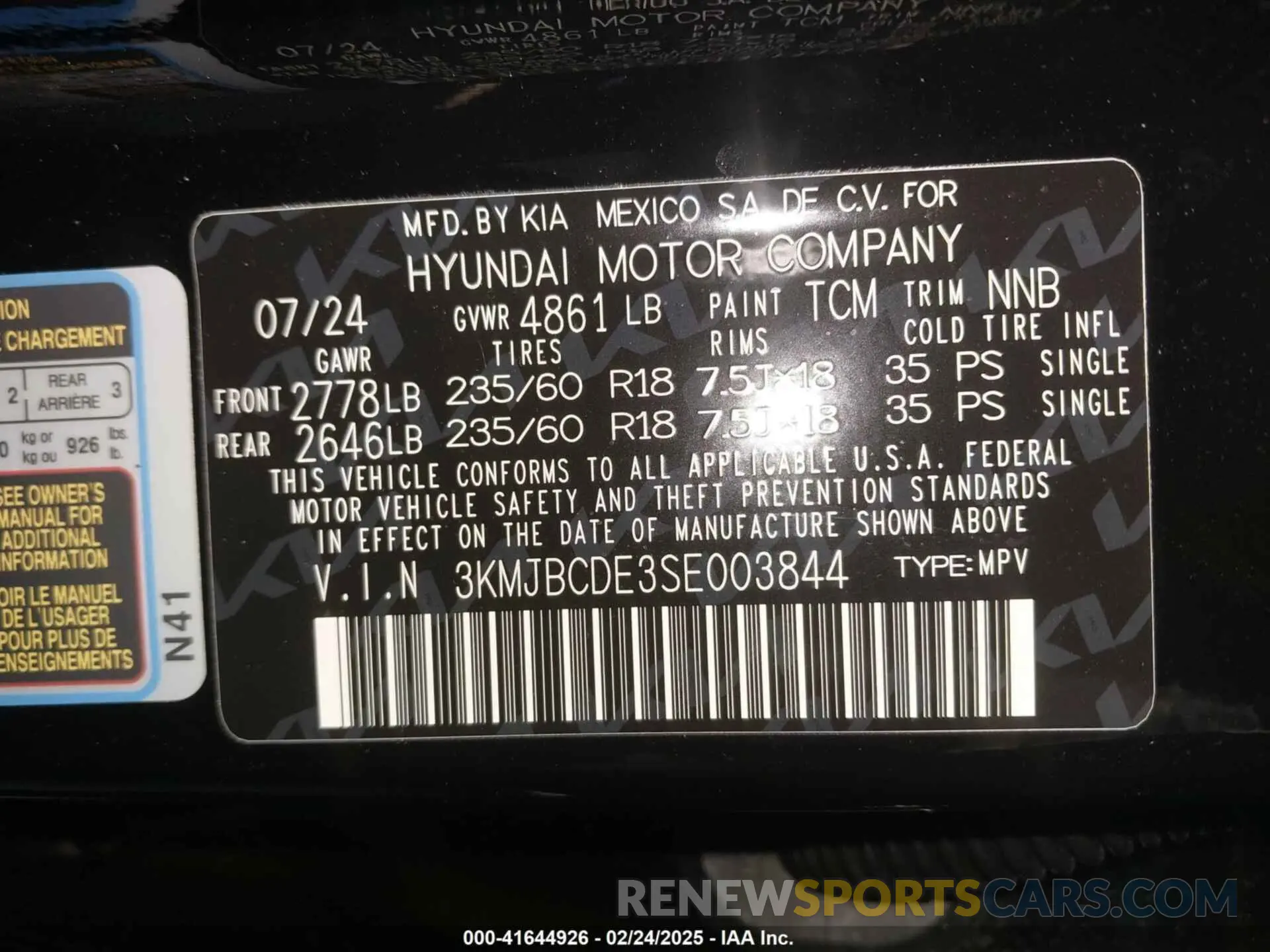 9 fotografías del automóvil dañado 3KMJBCDE3SE003844 HYUNDAI TUCSON 2025