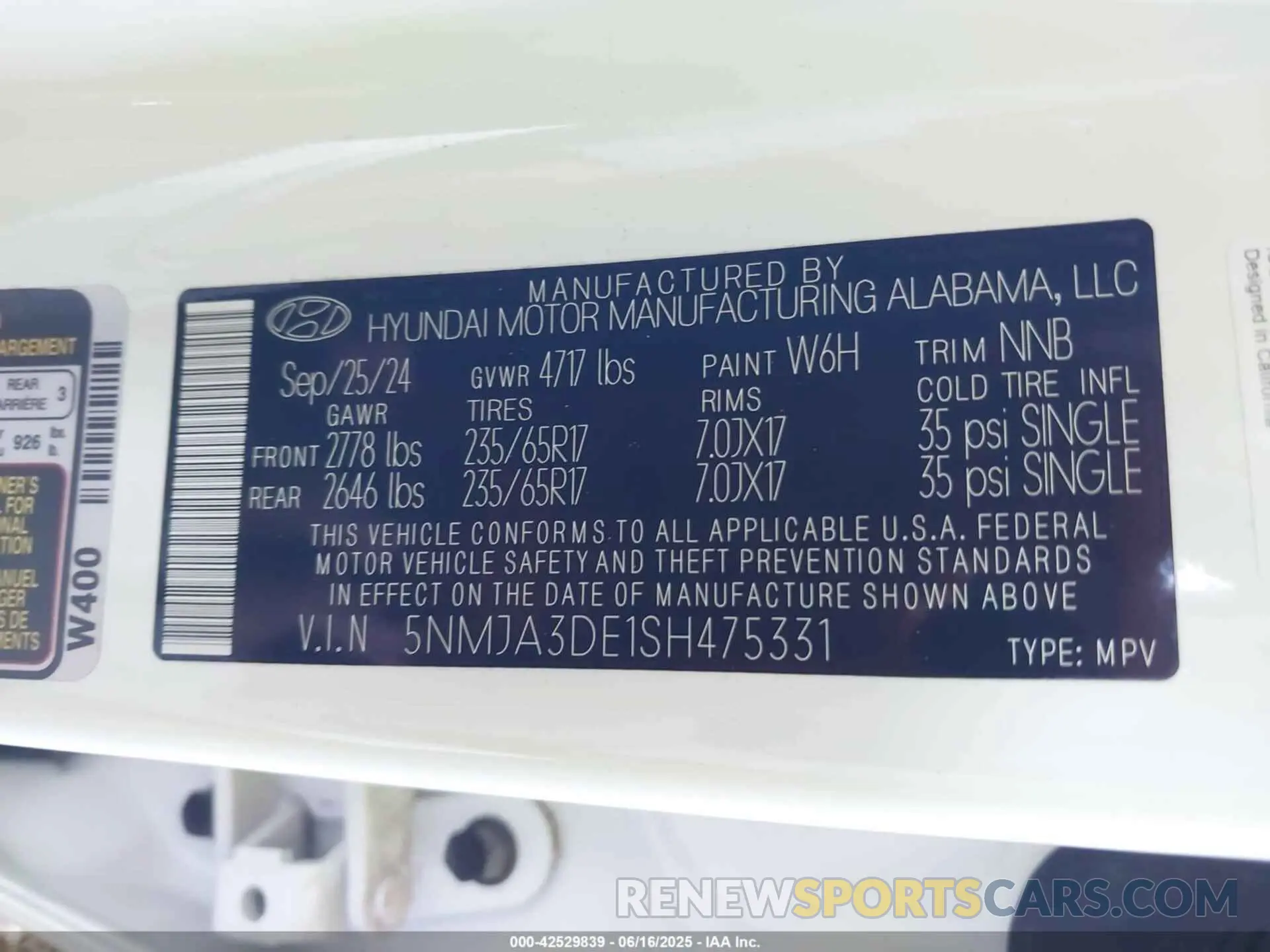 9 fotografías del automóvil dañado 5NMJA3DE1SH475331 HYUNDAI TUCSON 2025