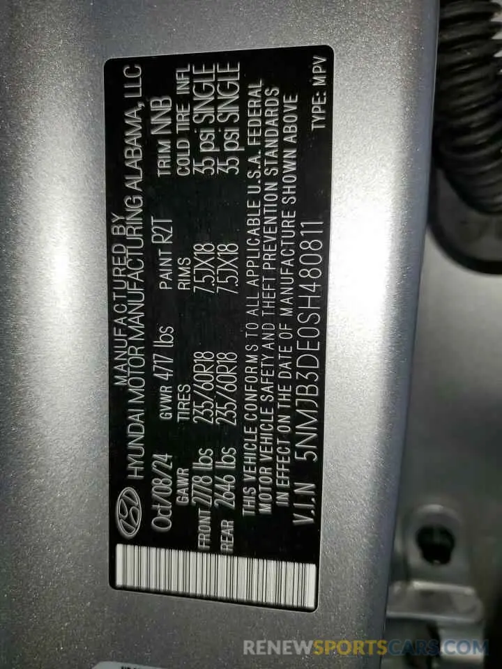 14 fotografías del automóvil dañado 5NMJB3DE0SH480811 HYUNDAI TUCSON 2025