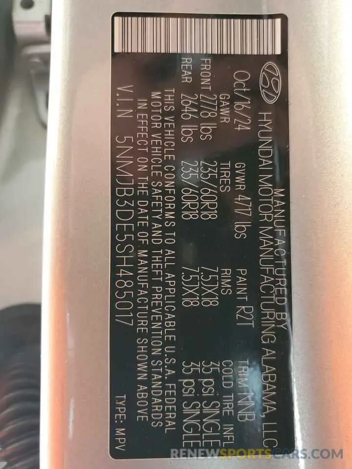 14 fotografías del automóvil dañado 5NMJB3DE5SH485017 HYUNDAI TUCSON 2025