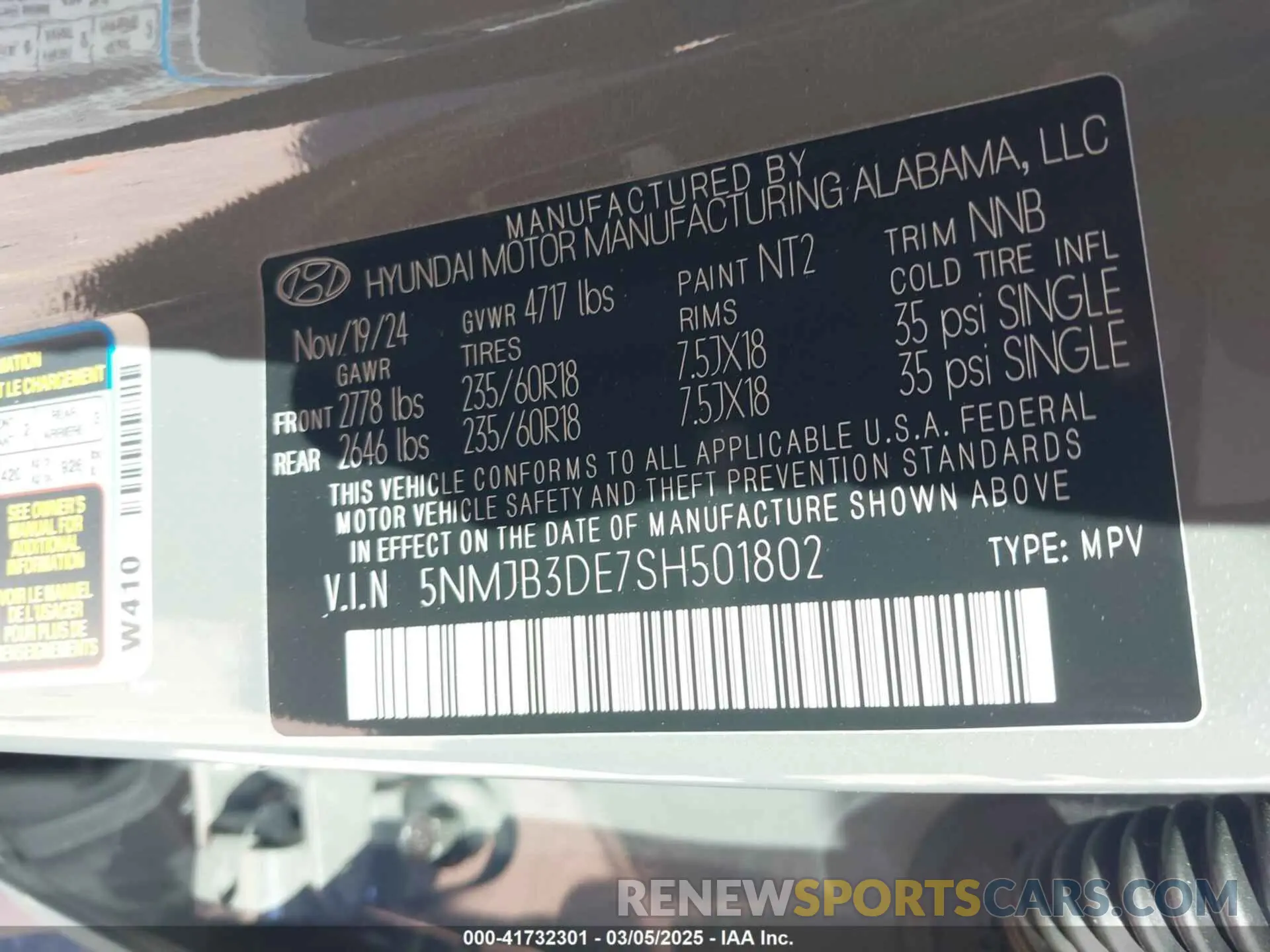 9 fotografías del automóvil dañado 5NMJB3DE7SH501802 HYUNDAI TUCSON 2025