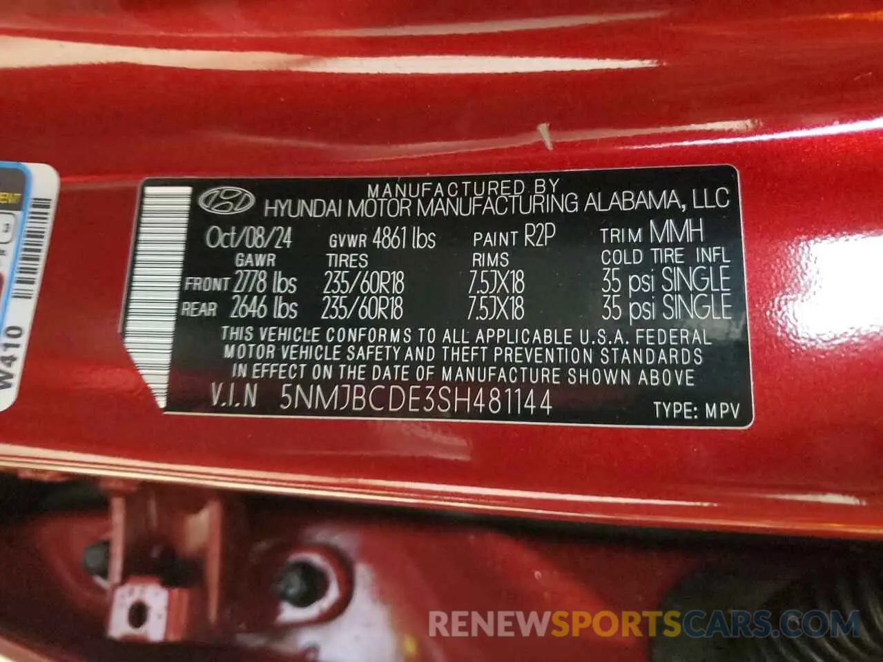 13 fotografías del automóvil dañado 5NMJBCDE3SH481144 HYUNDAI TUCSON 2025