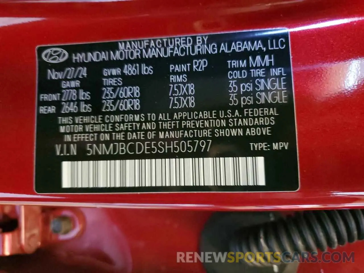 13 fotografías del automóvil dañado 5NMJBCDE5SH505797 HYUNDAI TUCSON 2025