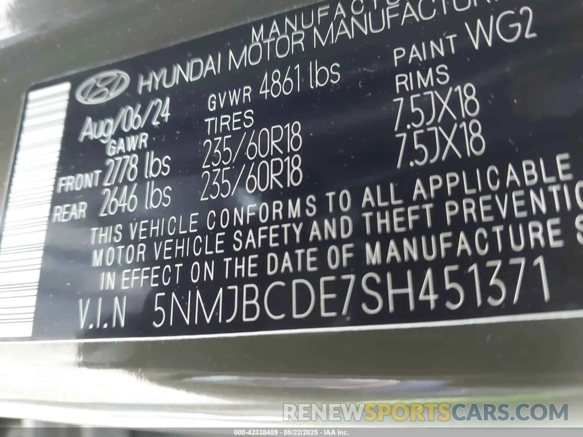 9 fotografías del automóvil dañado 5NMJBCDE7SH451371 HYUNDAI TUCSON 2025