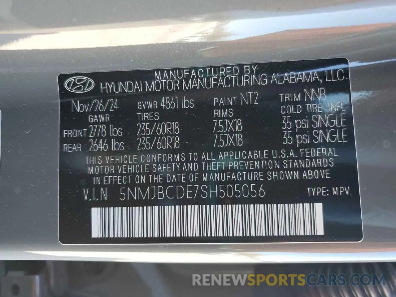 13 fotografías del automóvil dañado 5NMJBCDE7SH505056 HYUNDAI TUCSON 2025