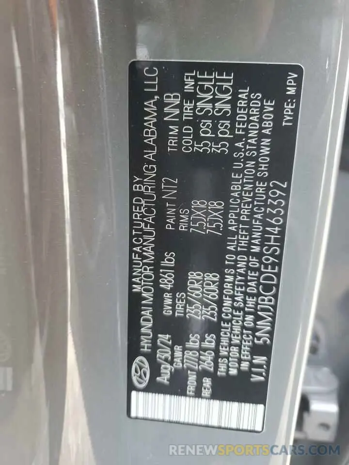 13 fotografías del automóvil dañado 5NMJBCDE9SH463392 HYUNDAI TUCSON 2025
