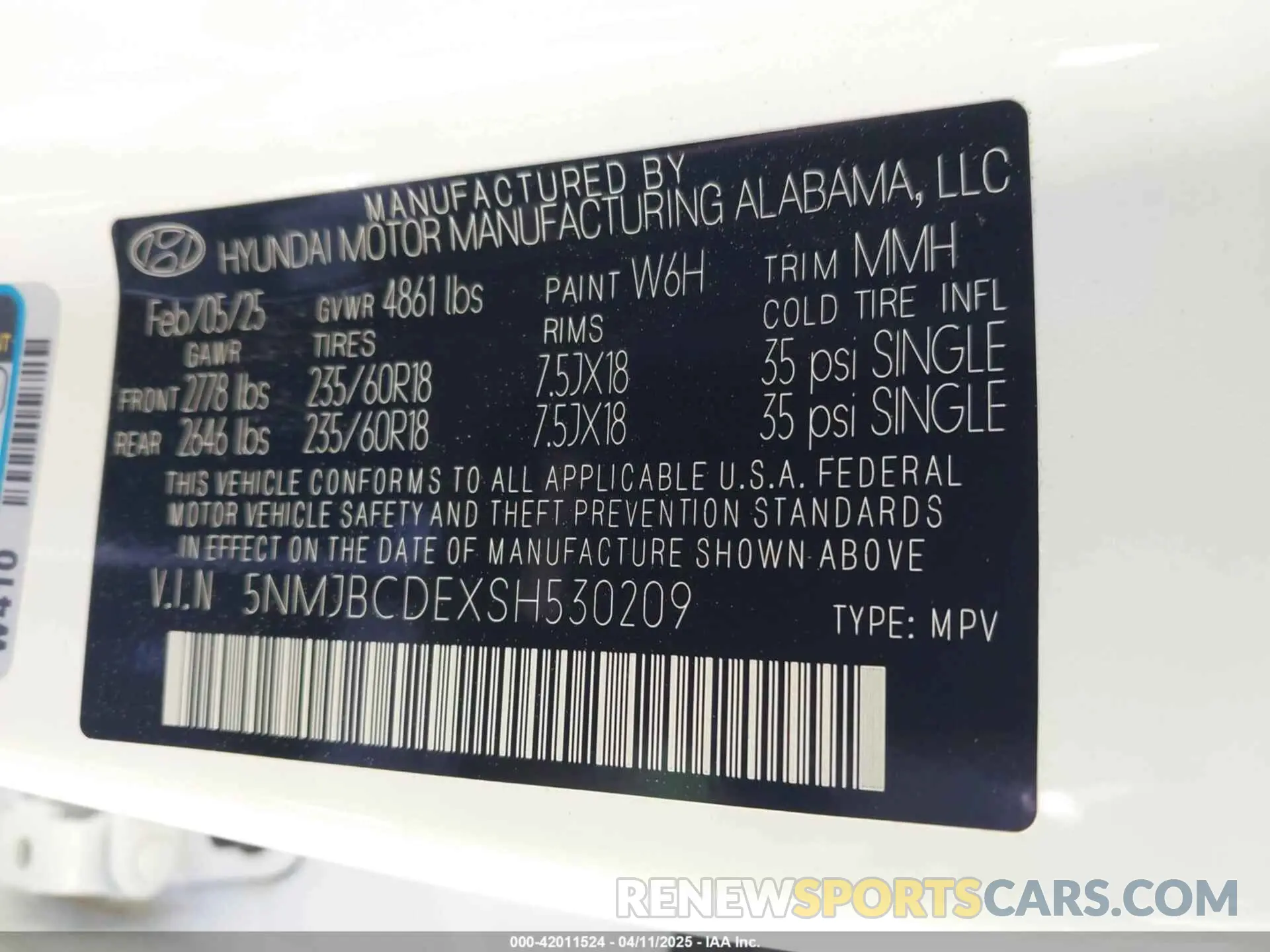 9 fotografías del automóvil dañado 5NMJBCDEXSH530209 HYUNDAI TUCSON 2025